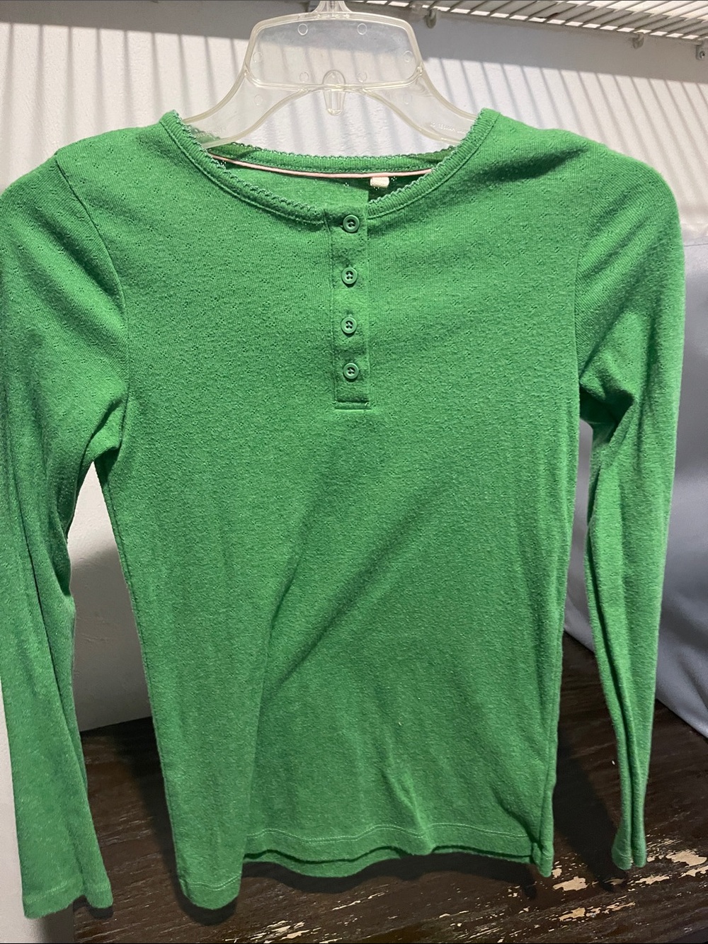 Mini Boden Bright Green Long-Sleeve Henley Top